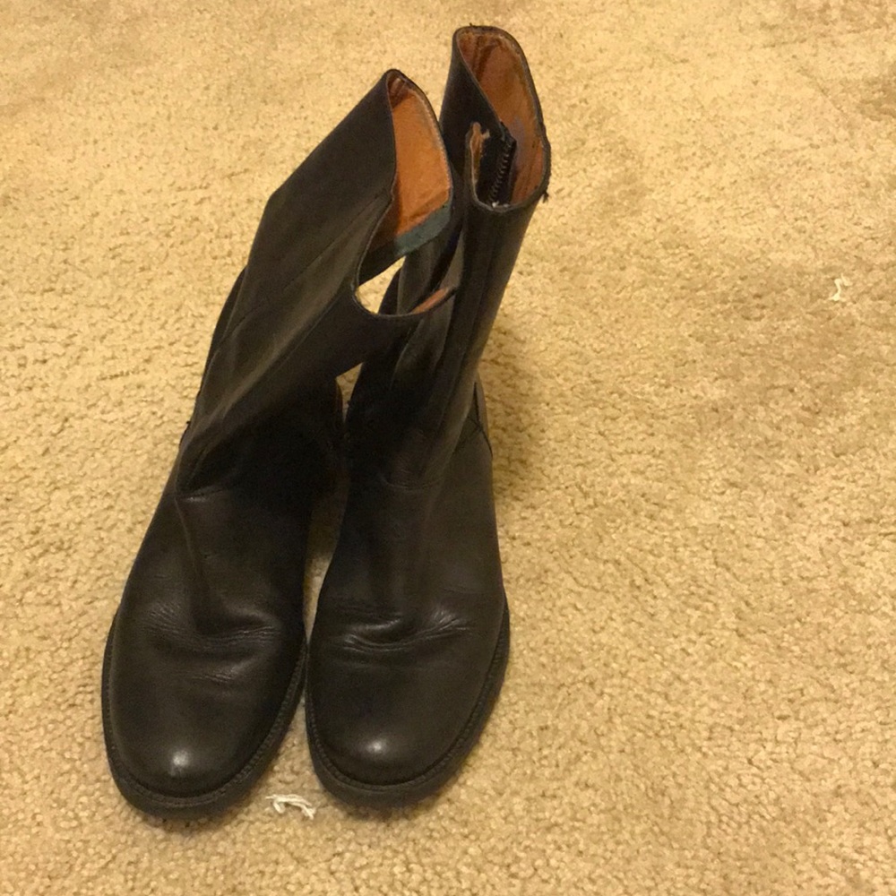 Genuine leather black boots
